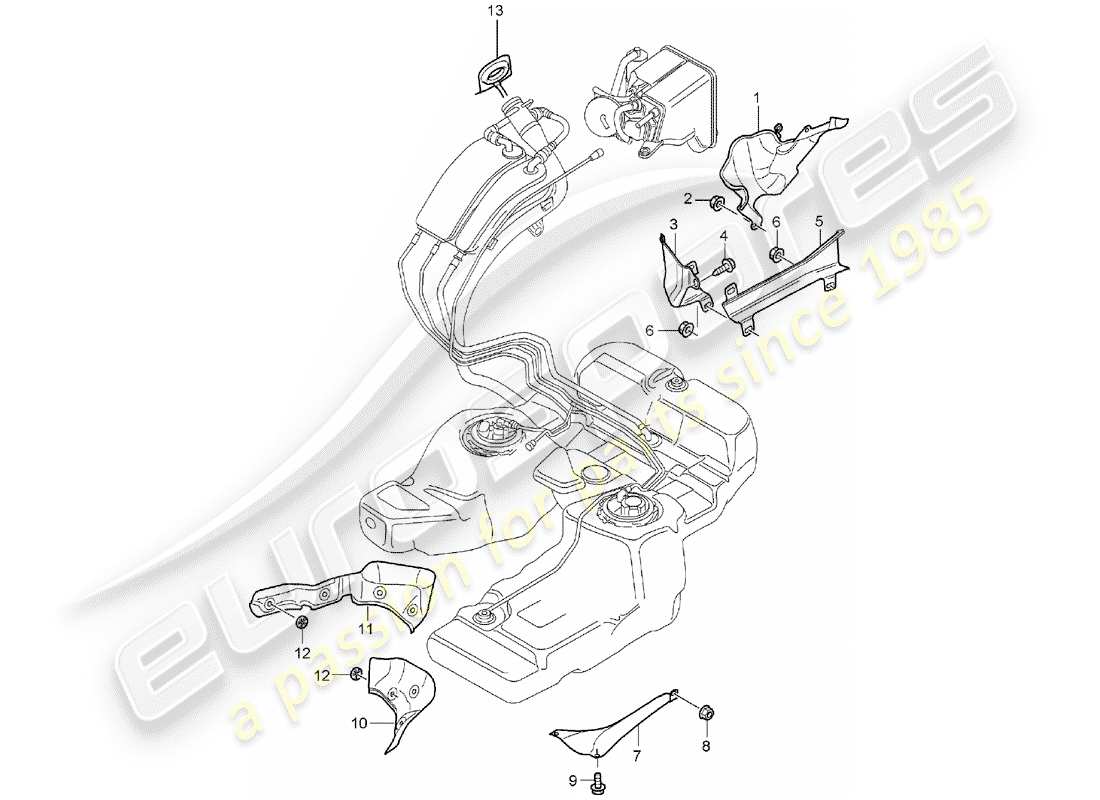 porsche cayenne (2004) fuel tank parts diagram