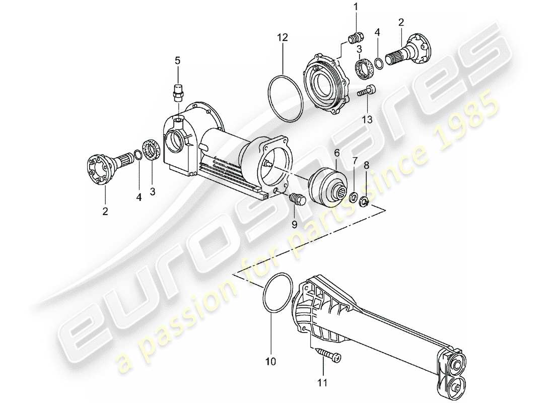 porsche 996 t/gt2 (2001) front axle differential - viscous clutch - single parts parts diagram