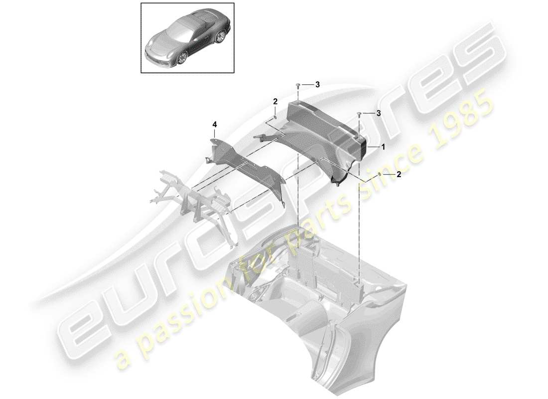 porsche 991r/gt3/rs (2019) tray part diagram