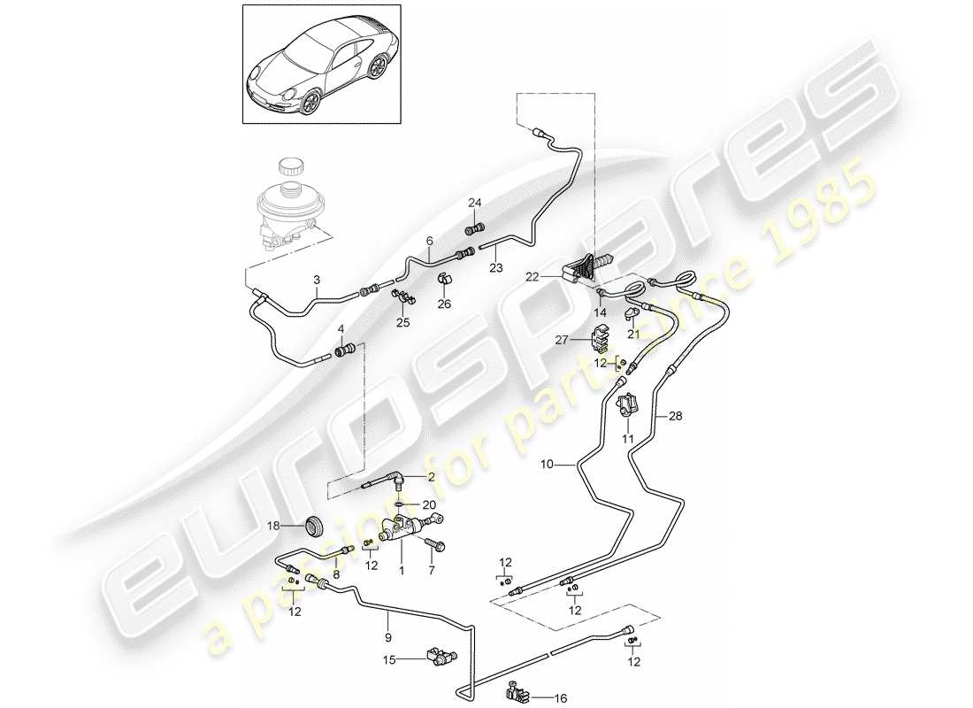 porsche 997 gen. 2 (2011) hydraulic clutch part diagram