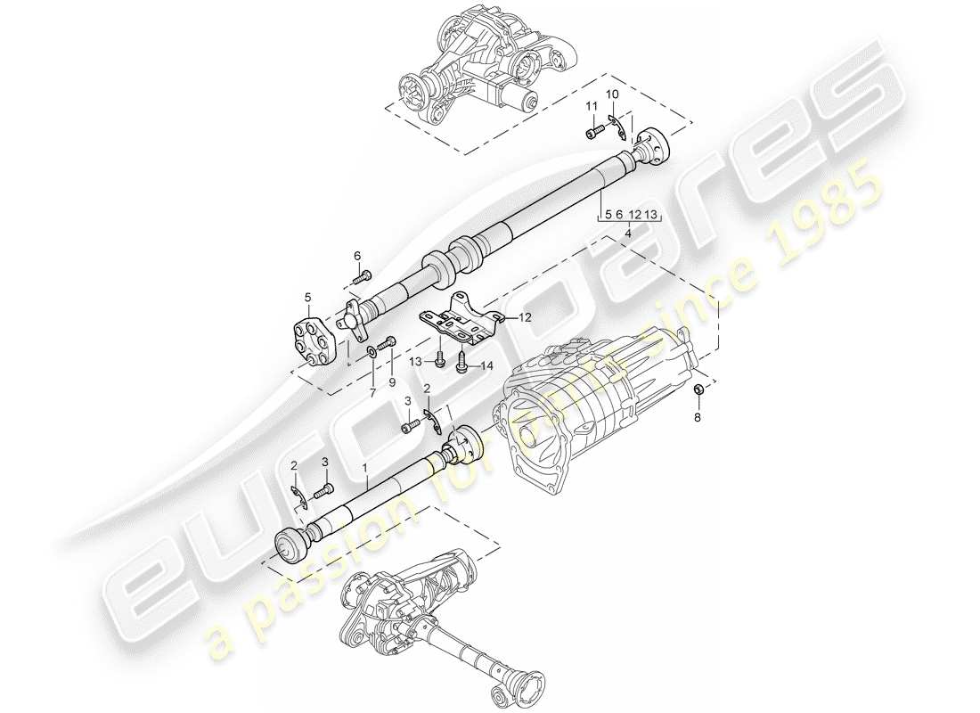 porsche cayenne (2009) propeller shaft part diagram