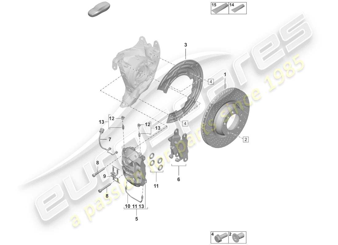 porsche 2019 disc brakes part diagram