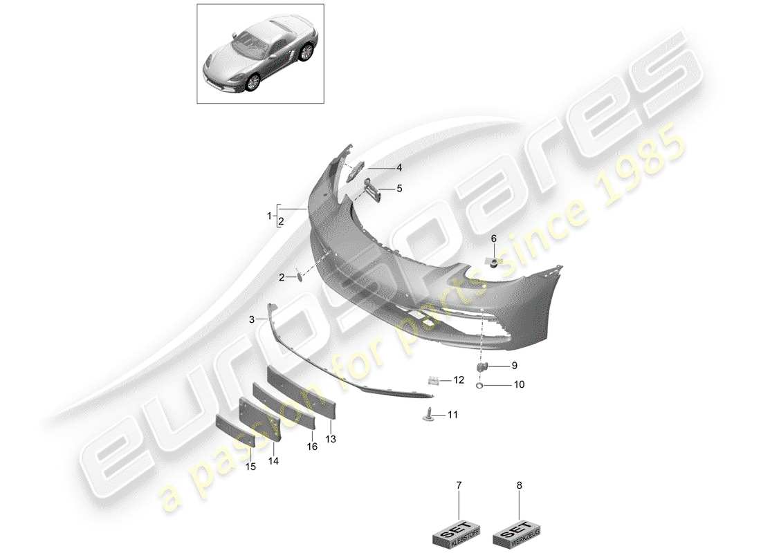 porsche 718 boxster (2020) bumper part diagram