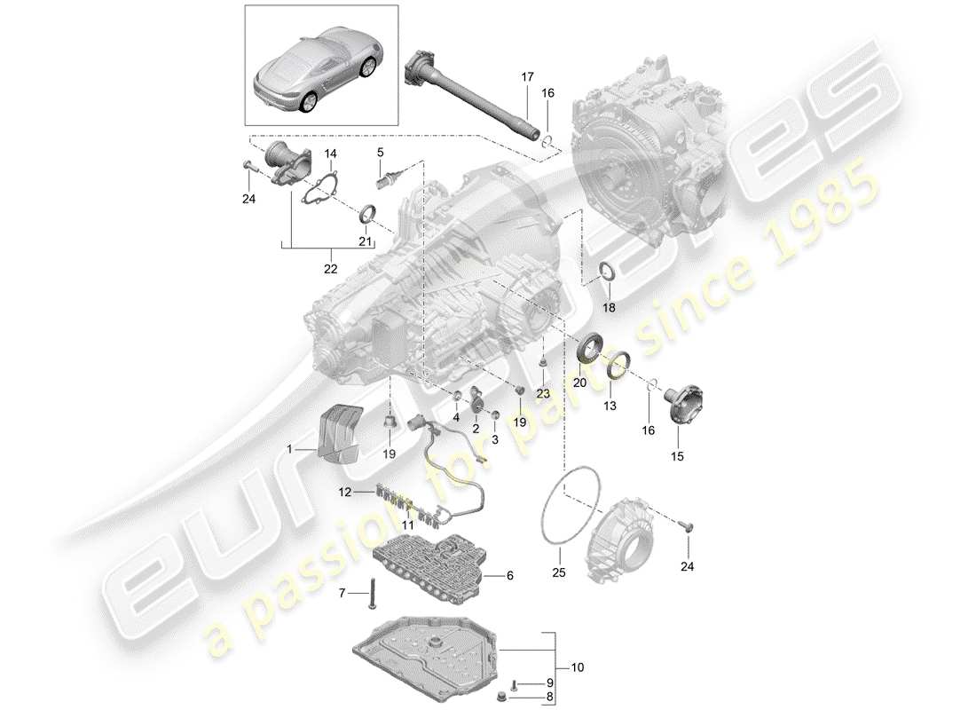 porsche 718 cayman (2019) - pdk - parts diagram