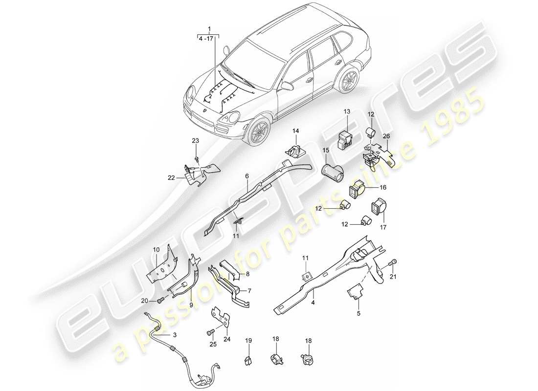 porsche cayenne (2004) wiring harnesses part diagram