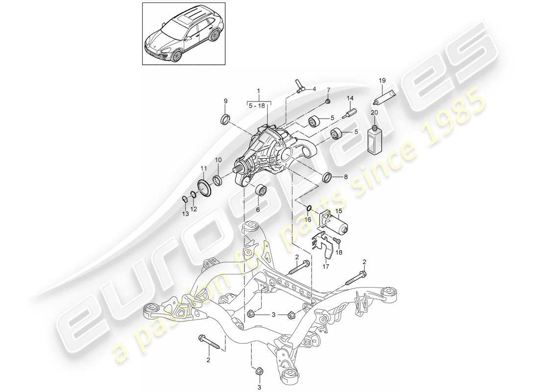 porsche cayenne e2 (2013) rear axle differential part diagram