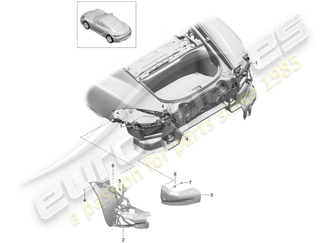 porsche 718 cayman (2018) fasteners parts diagram