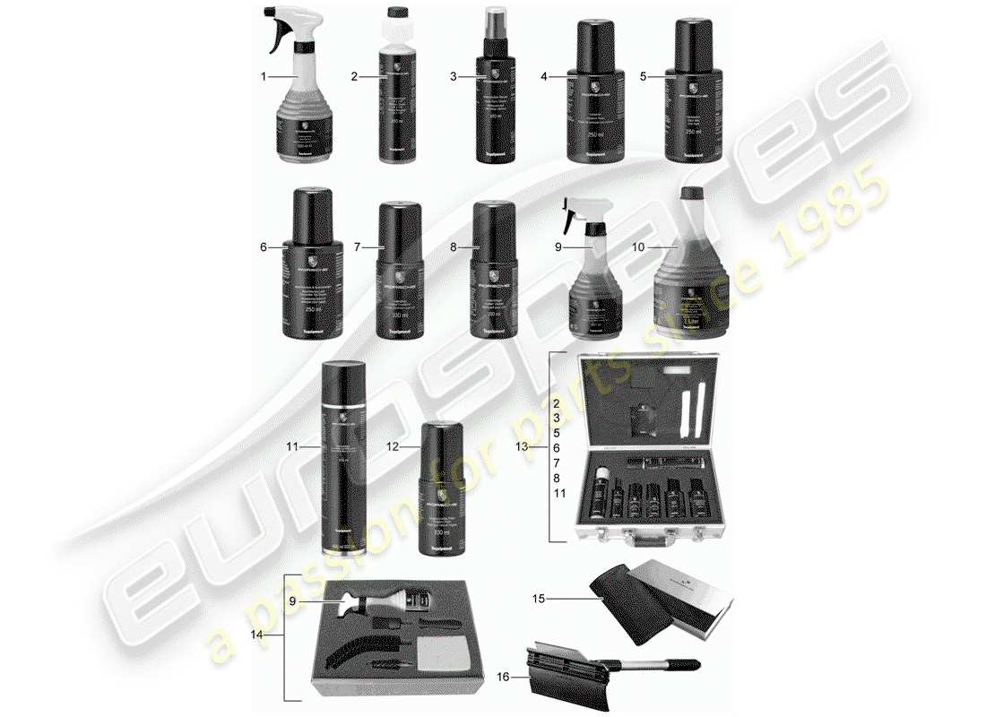 porsche tequipment catalogue (2012) cleaning agent parts diagram