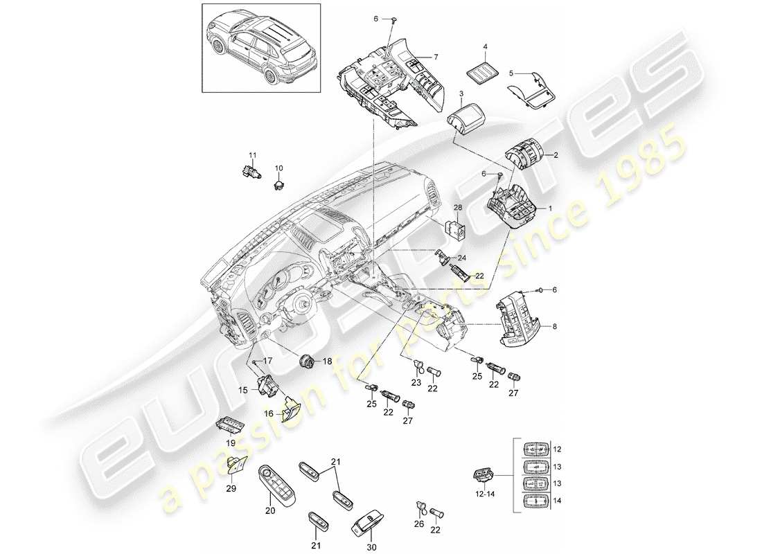 porsche cayenne e2 (2013) switch part diagram