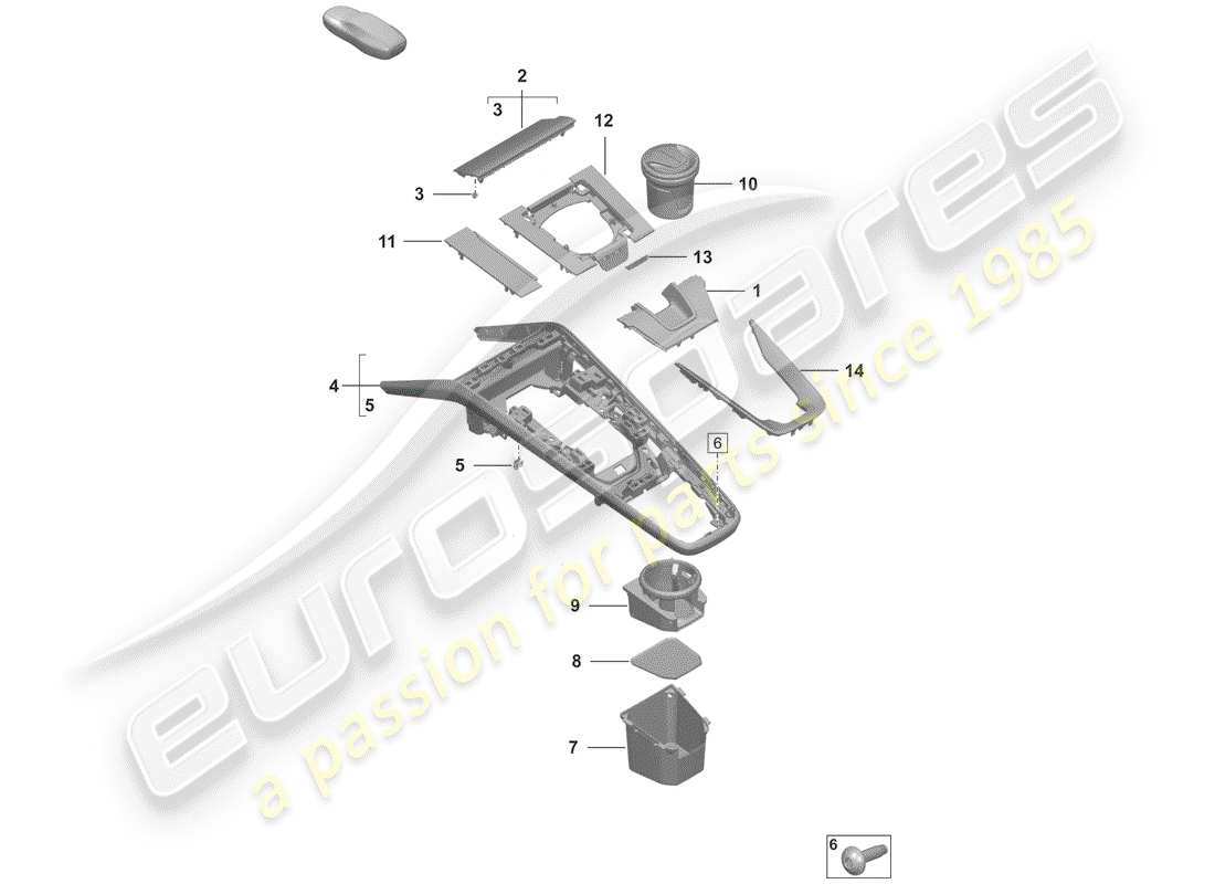 porsche 2020 center console parts diagram