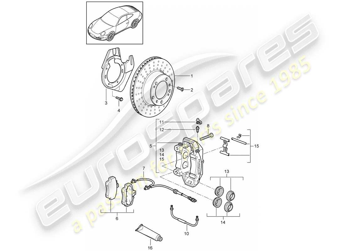 porsche 997 gen. 2 (2011) disc brakes part diagram