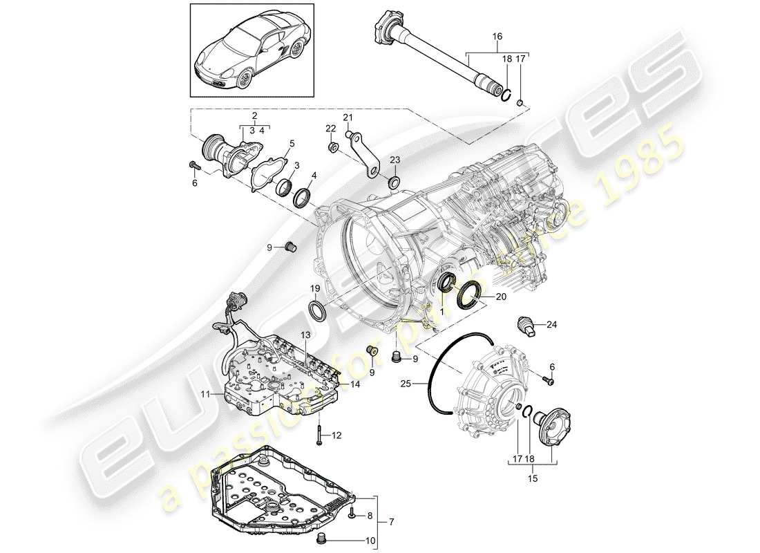 porsche cayman 987 (2010) - pdk - parts diagram