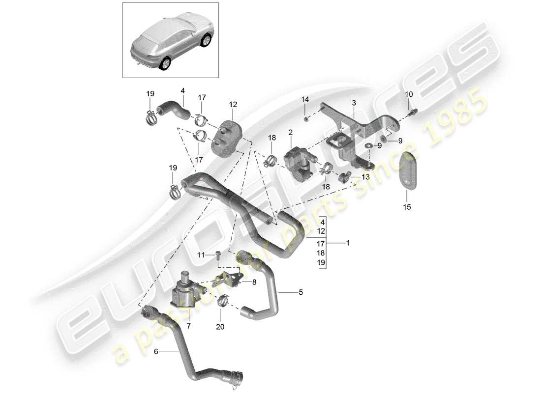 porsche macan (2018) heating, air cond. system part diagram