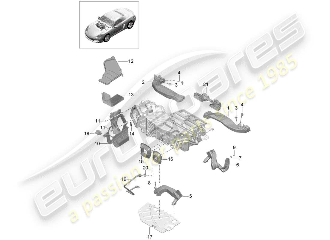 porsche 718 boxster (2020) air duct part diagram