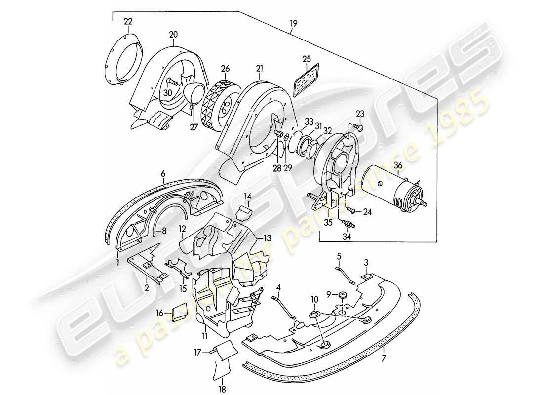 porsche 356/356a (1952) air cooling parts diagram