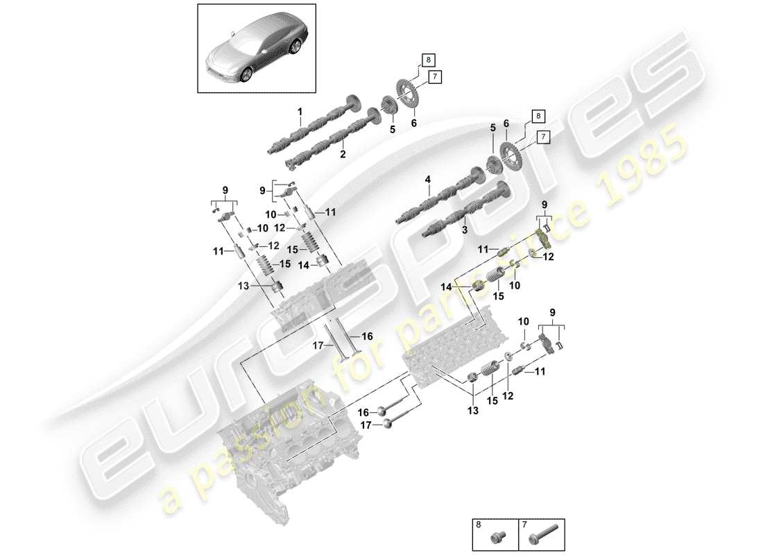 porsche panamera 971 (2019) camshaft, valves parts diagram