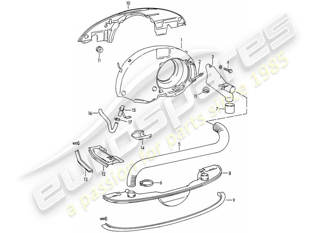 porsche 356b/356c (1961) air cooling - heater - new design part diagram