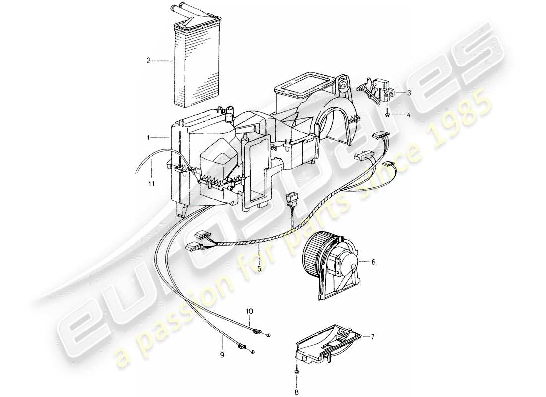 porsche boxster 986 (1997) heater - single parts part diagram