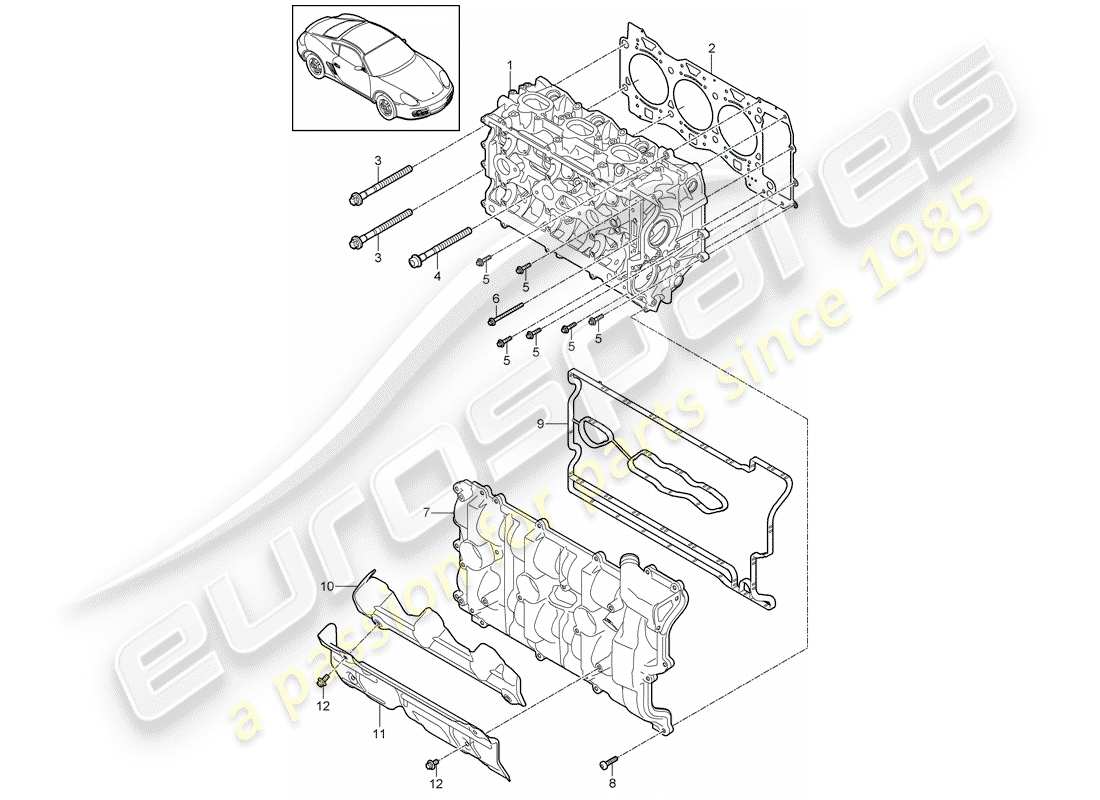 porsche cayman 987 (2012) cylinder head parts diagram