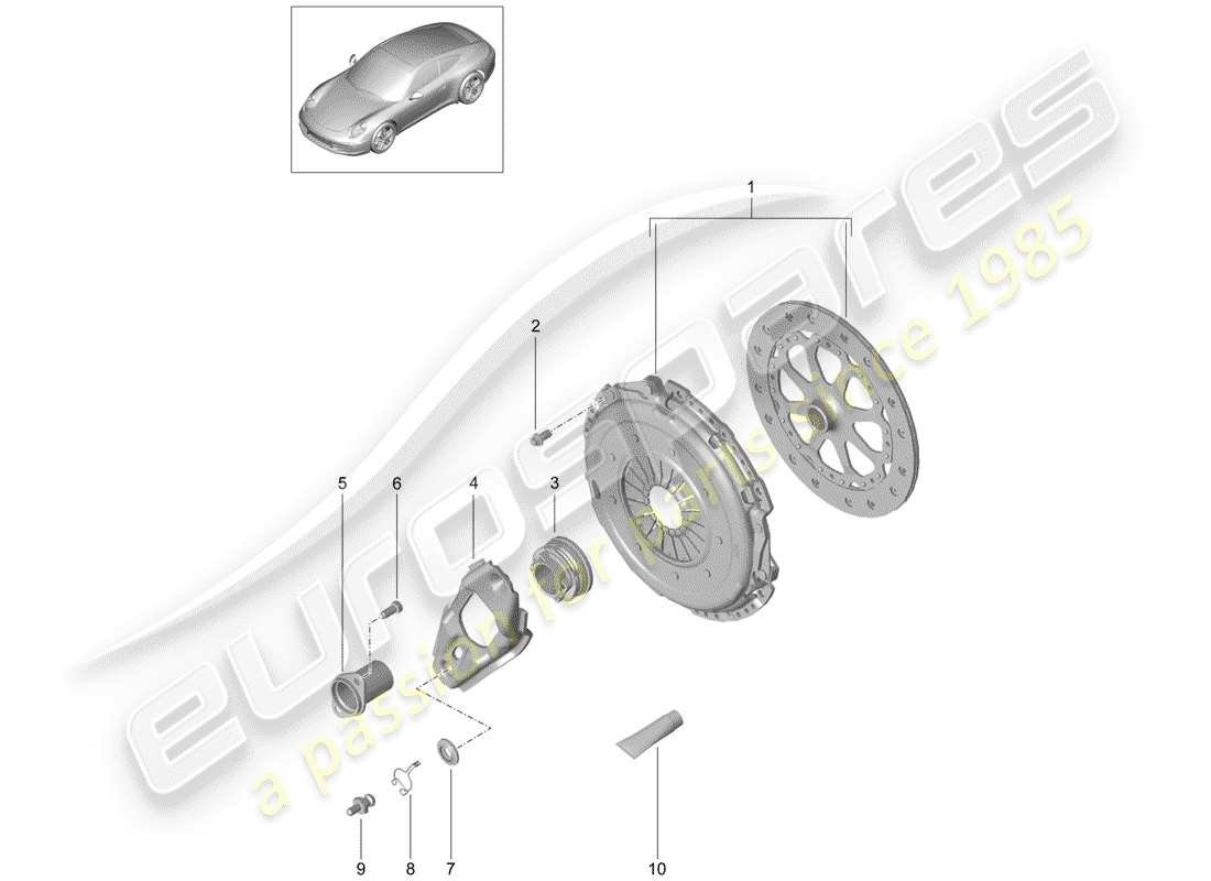 porsche 991 (2012) clutch part diagram