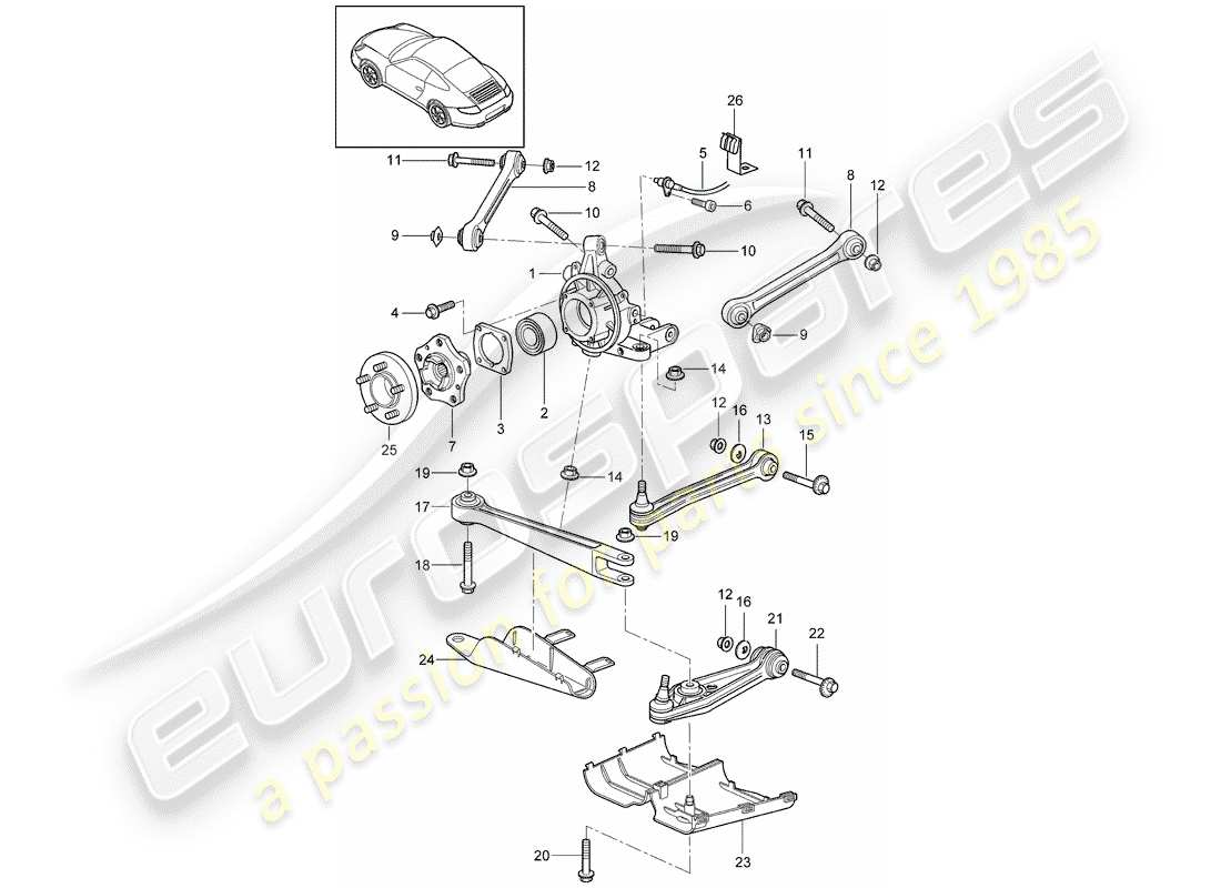 porsche 997 (2005) rear axle part diagram