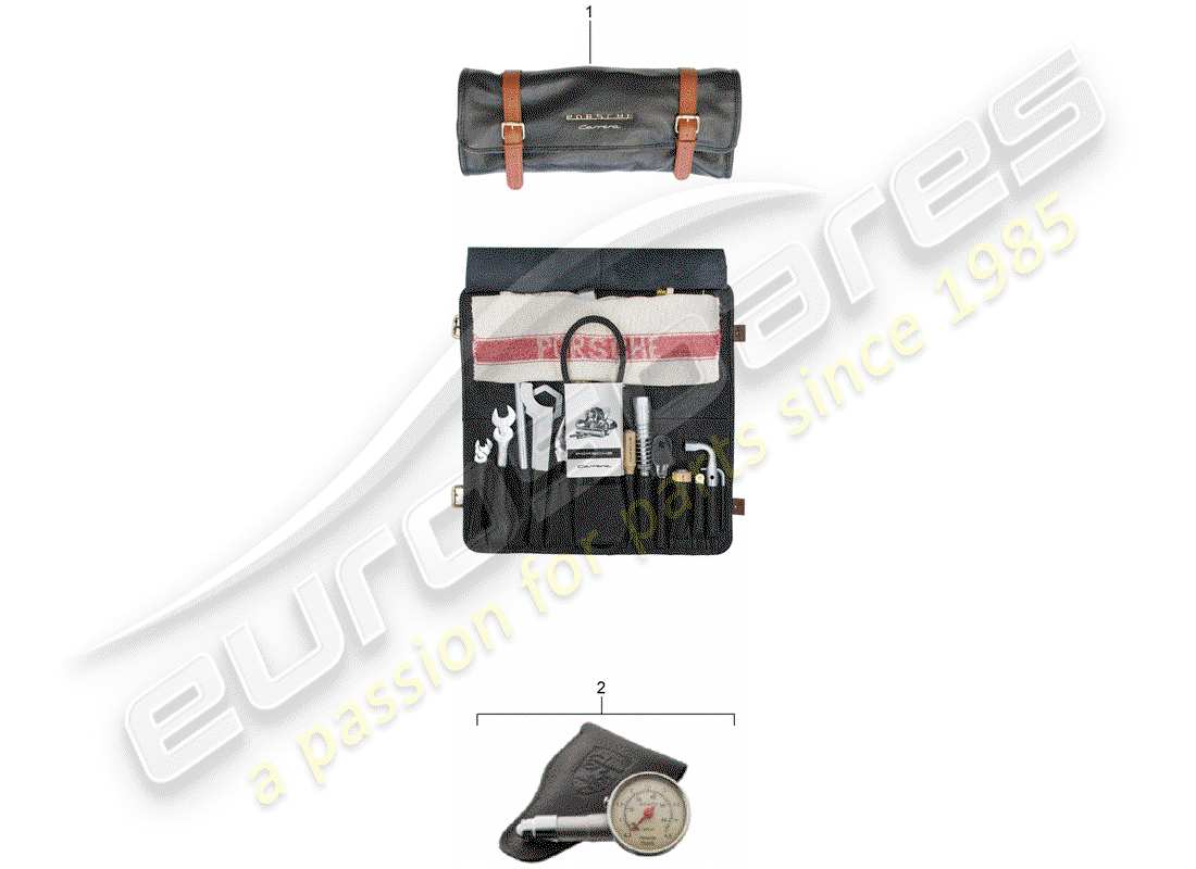 porsche classic accessories (2013) tool bag with tools part diagram