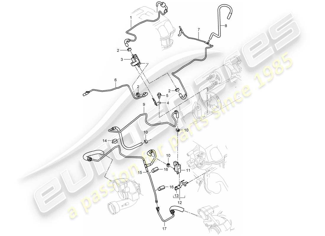 porsche cayenne (2009) control line part diagram