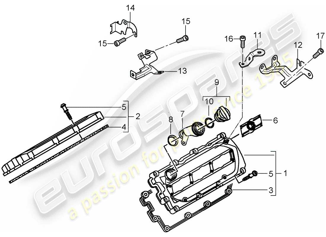 porsche cayenne (2009) valve cover part diagram