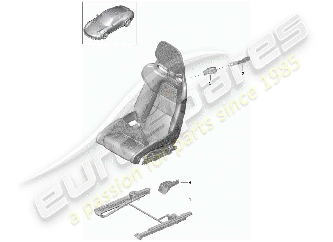 porsche 991 (2013) seat parts diagram