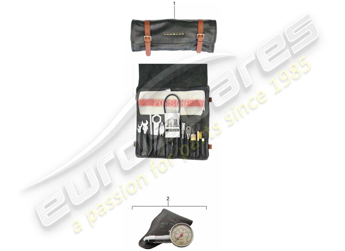 porsche classic accessories (2013) tool kit bag part diagram