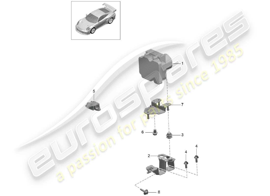 porsche 991 t/gt2rs hydraulic unit part diagram