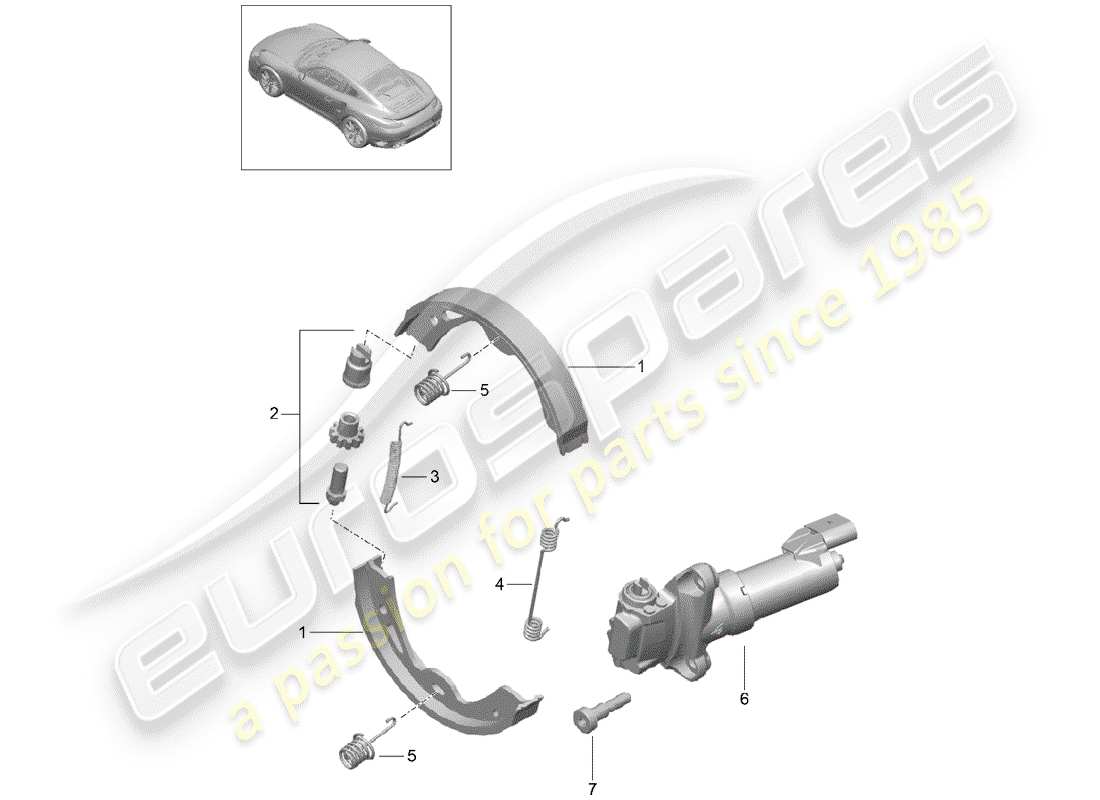 porsche 991 t/gt2rs parking brake part diagram