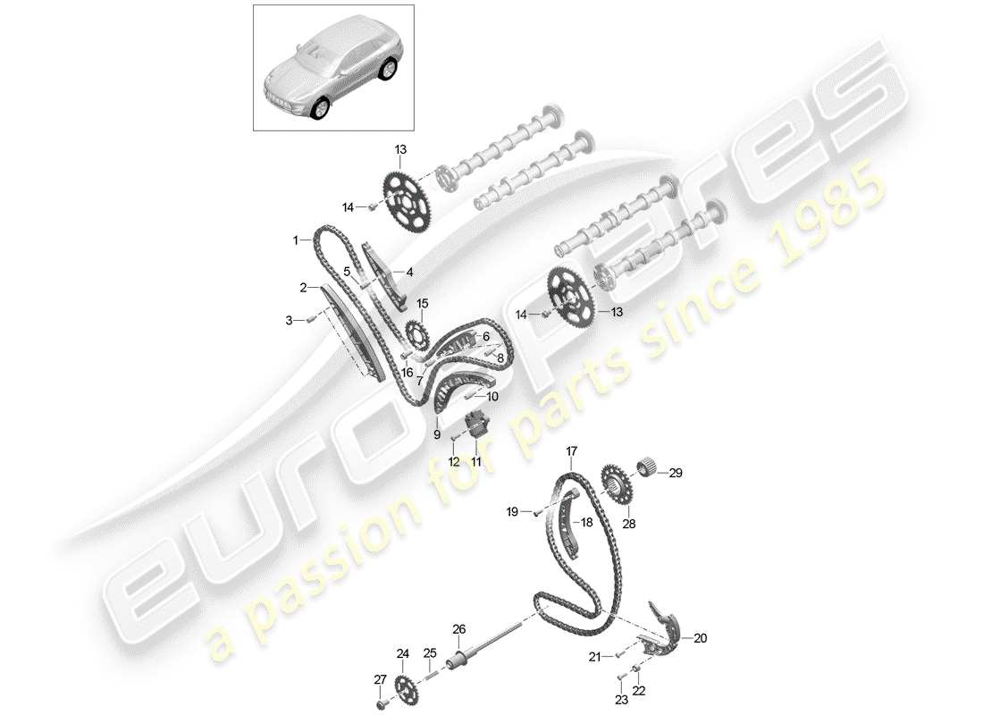 porsche macan (2018) timing chain part diagram