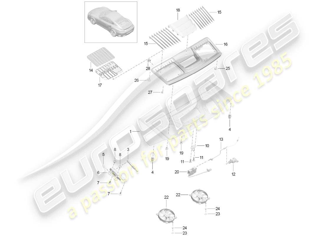 porsche 991 turbo (2019) cover part diagram