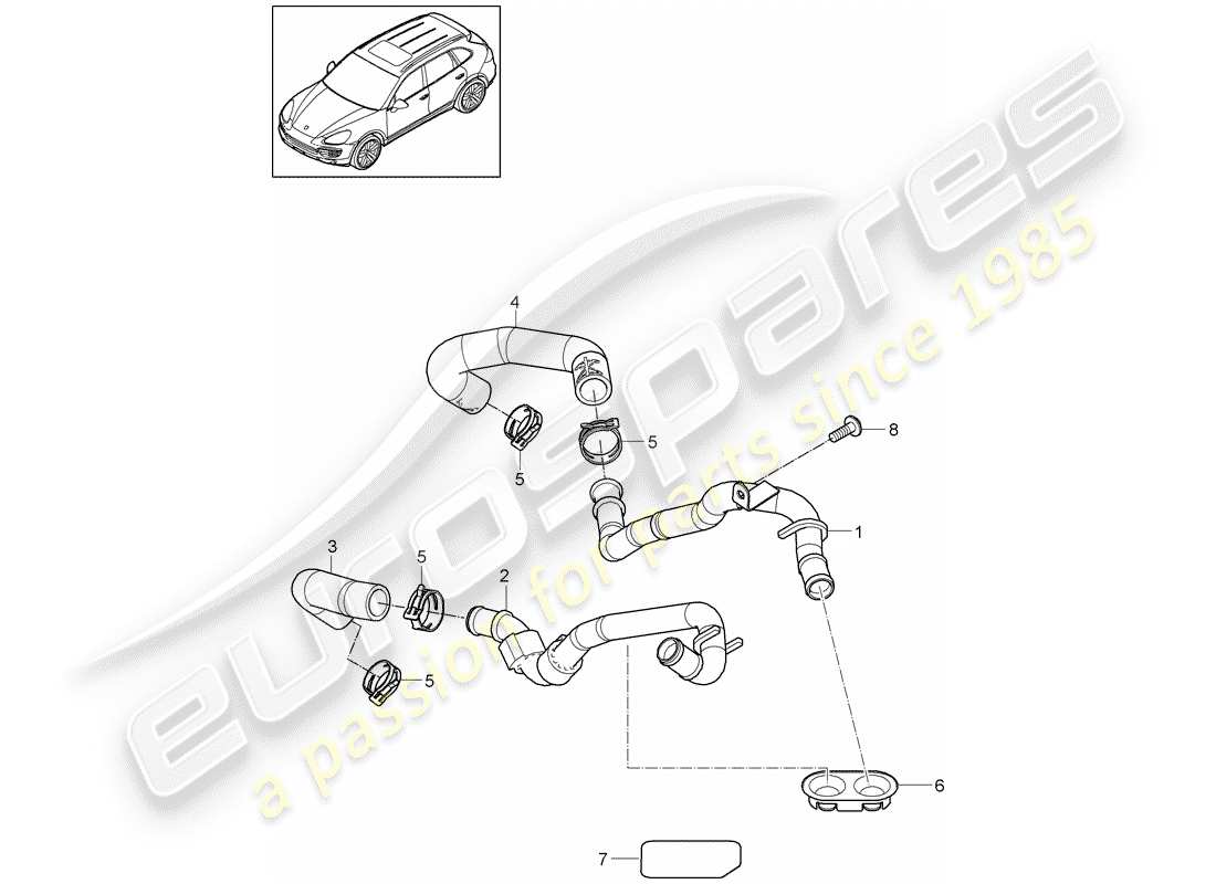 porsche cayenne e2 (2018) hose part diagram