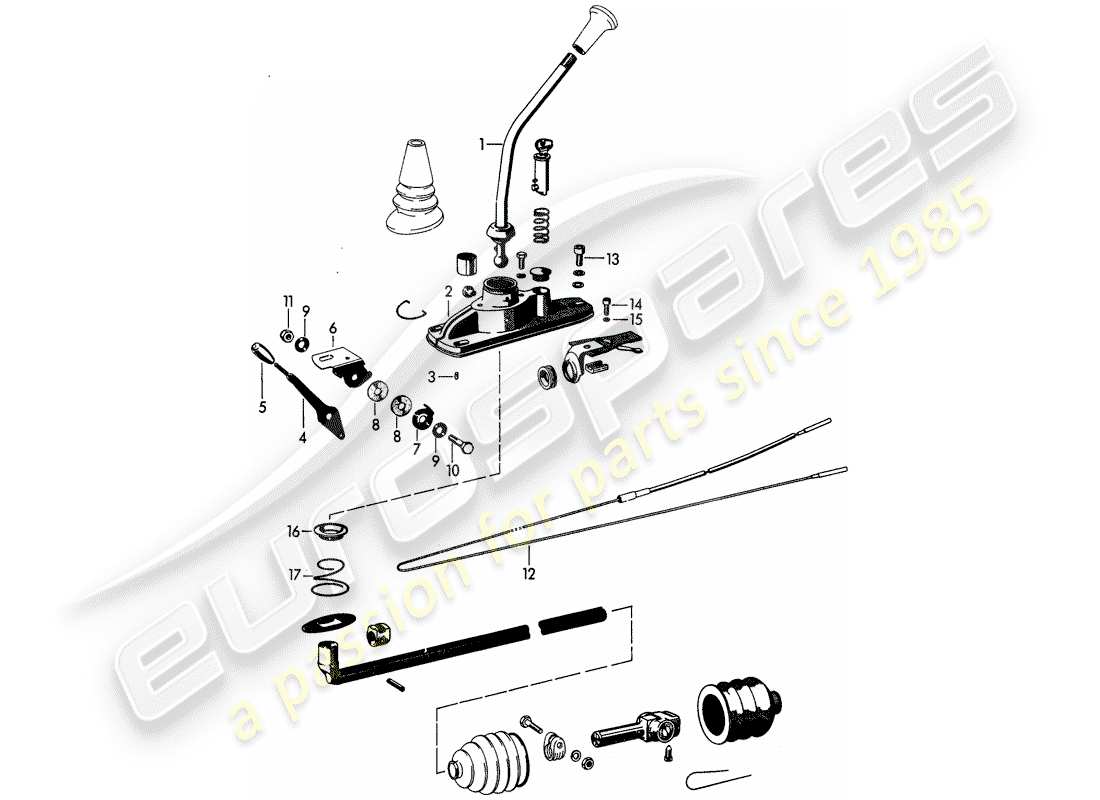 porsche 356b/356c (1961) transmission control part diagram