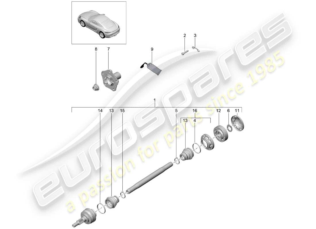 porsche 718 cayman (2018) drive shaft parts diagram