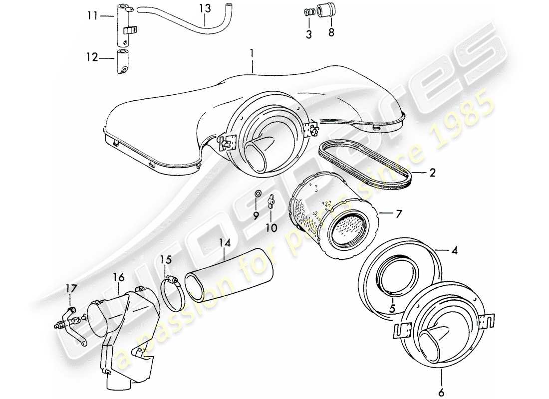 porsche 911 (1973) air cleaner system - for - injection system - d - mj 1972>> part diagram