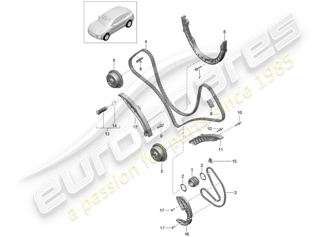 porsche macan (2018) timing chain part diagram