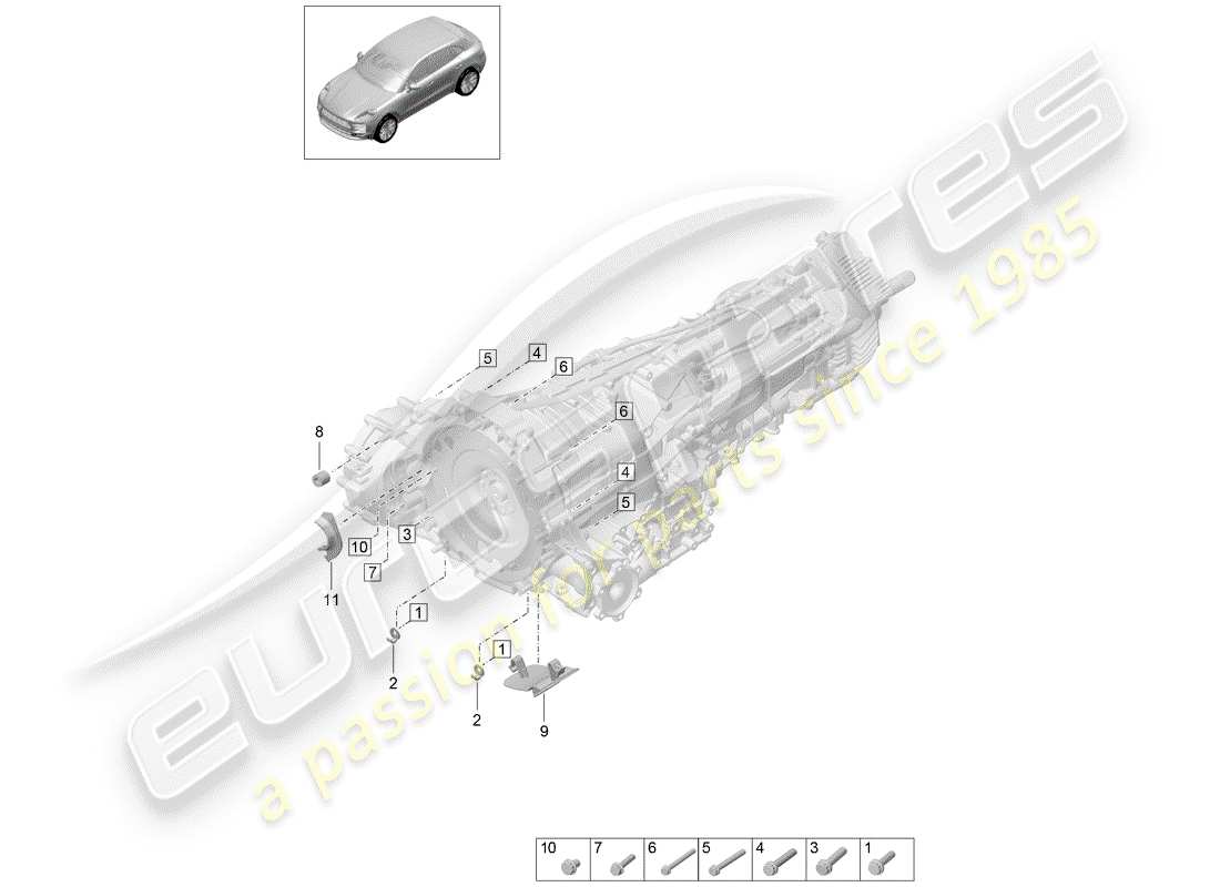 porsche macan (2019) mounting parts for engine and part diagram
