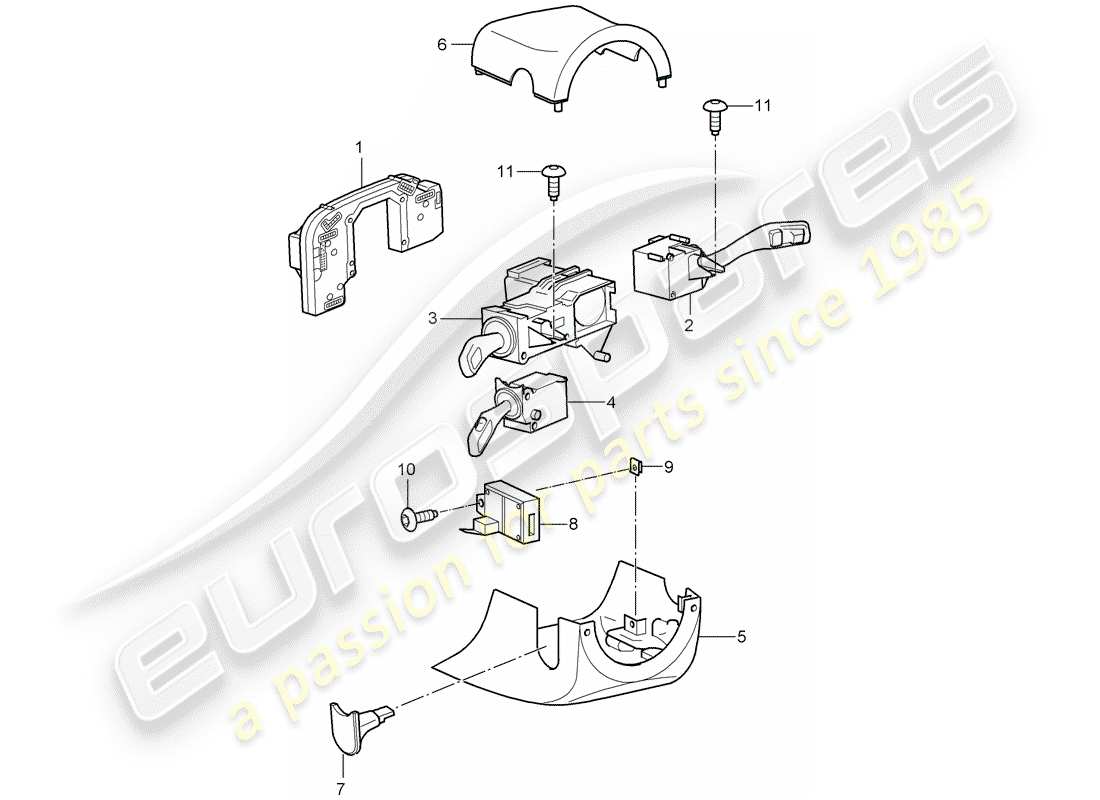 porsche cayenne (2008) steering column switch part diagram