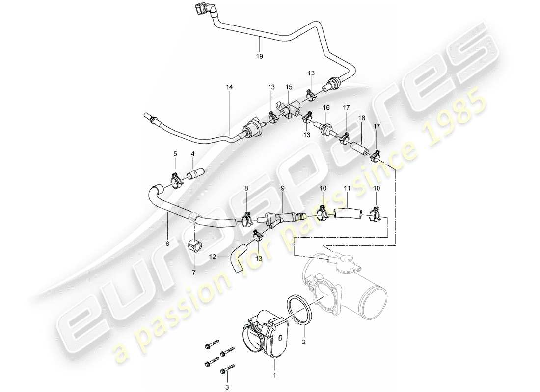 porsche 996 t/gt2 (2004) throttle body parts diagram
