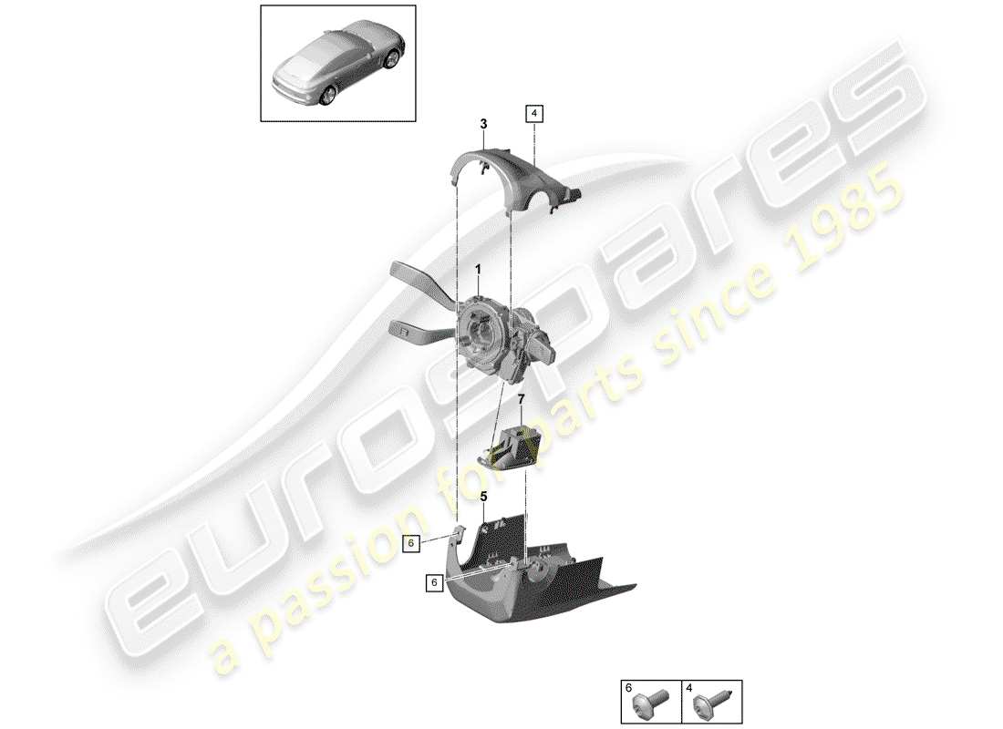 porsche panamera 971 (2019) steering column switch part diagram