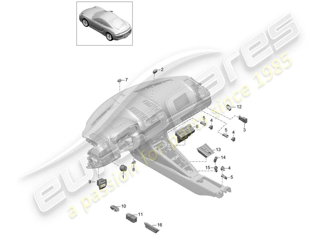 porsche cayman 981 (2014) switch parts diagram