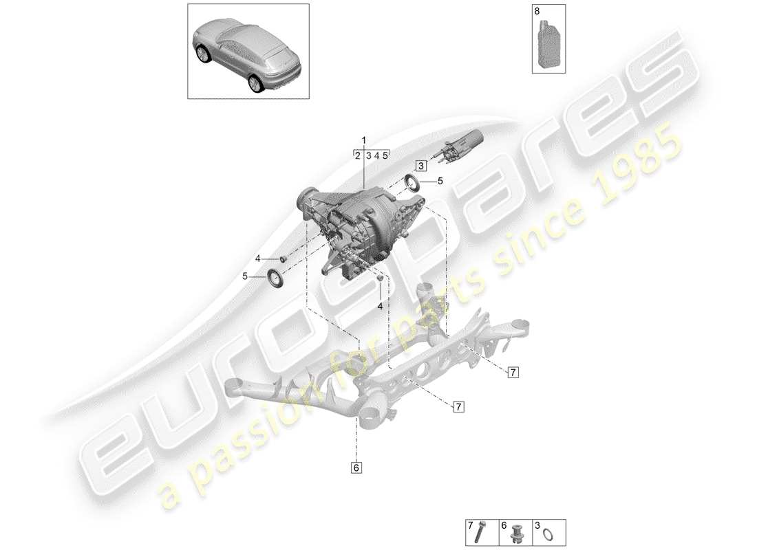 porsche macan (2020) rear axle differential part diagram