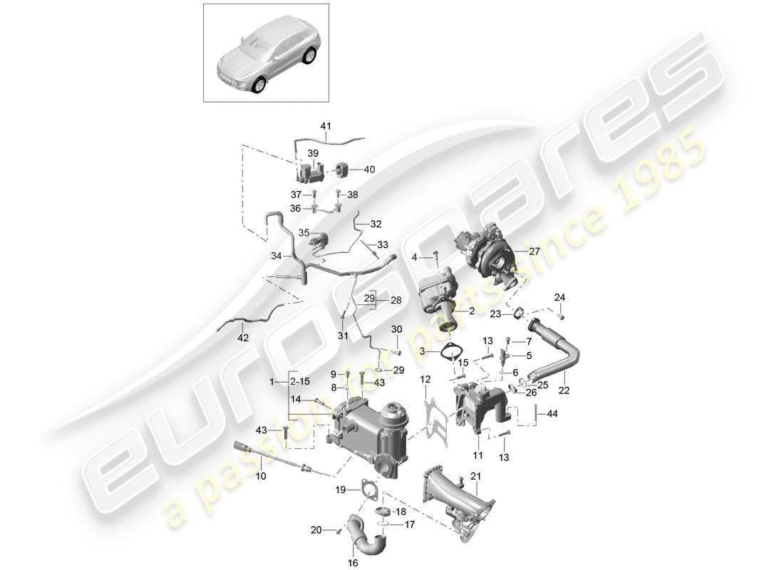 porsche macan (2017) exhaust recirculation parts diagram
