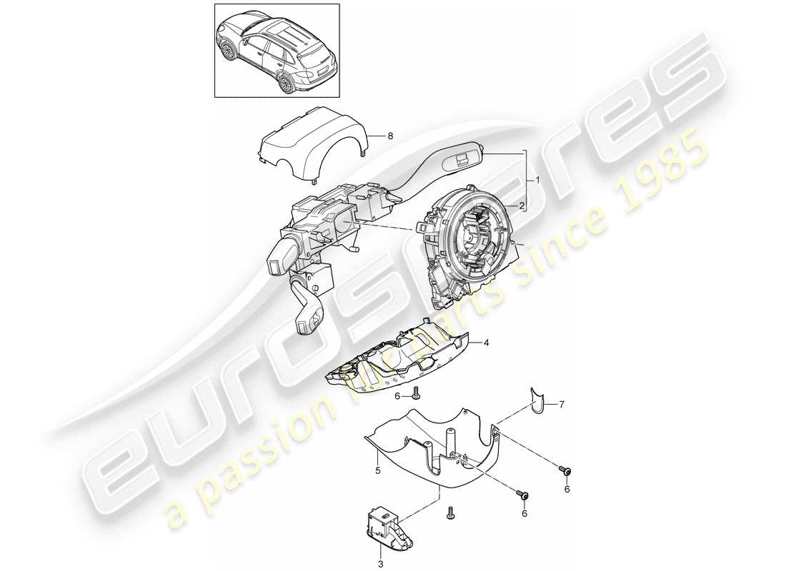 porsche cayenne e2 (2016) steering column switch part diagram