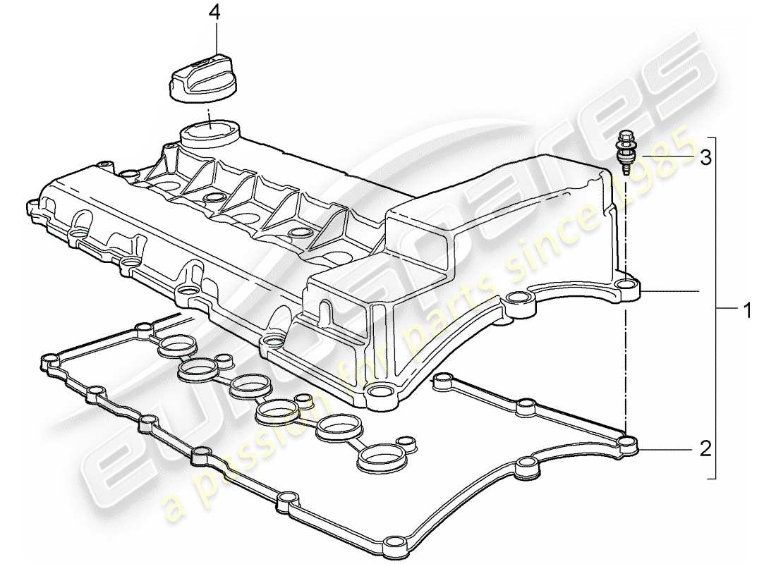 porsche cayenne (2007) valve cover part diagram