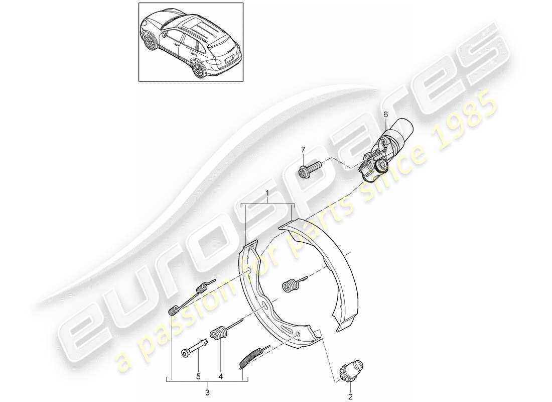 porsche cayenne e2 (2016) parking brake part diagram