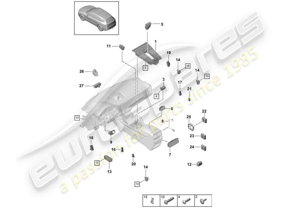 porsche cayenne e3 (2019) switch part diagram